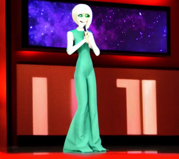 Image similar to Gardevoir speaking at a TED talk about black holes, official photo