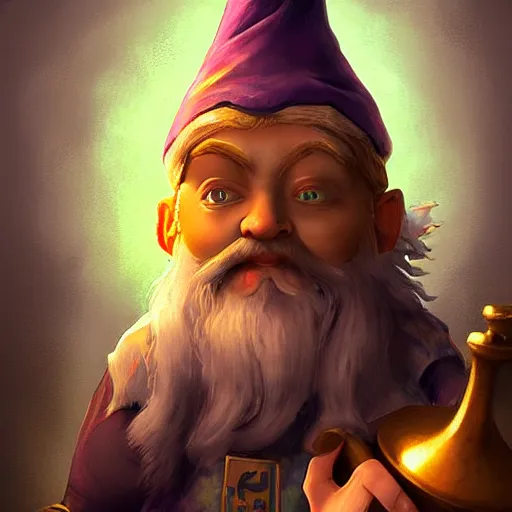 Image similar to portrait of a beautiful gnome alchemist with a bong, D&D, sharp focus, realistic, cinematic lighting, fantasy digital painting