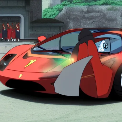 Prompt: ferrari in naruto shippuden