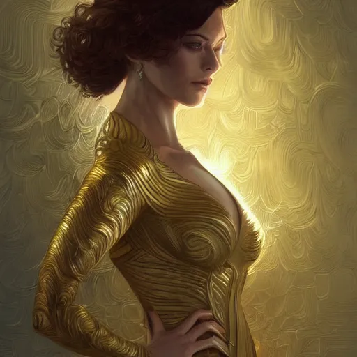 Image similar to Sandman with a gold suit, portrait, intricate, elegant, highly detailed, digital painting, artstation, concept art, smooth, sharp focus, illustration, art by artgerm and greg rutkowski and alphonse mucha