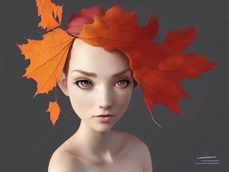 Image similar to cute anthropomorphic canadian maple by charlie bowater and anna dittmann and artgerm and clemens ascher, portrait, intricate, elegant, product shot, macro, symmetrical face, highly detailed, dramatic lighting, sharp focus, octane render, trending on artstation, artstationhd, artstationhq, unreal engine, 4 k, 8 k