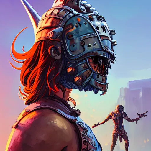 Image similar to cyberpunk viking helmet mask warrior goddess robot ninja fantasy, art gta 5 cover, official fanart behance hd artstation by jesper ejsing, by rhads, makoto shinkai and lois van baarle, ilya kuvshinov, ossdraws