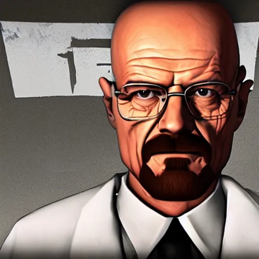 Prompt: Walter White in Team Fortress 2