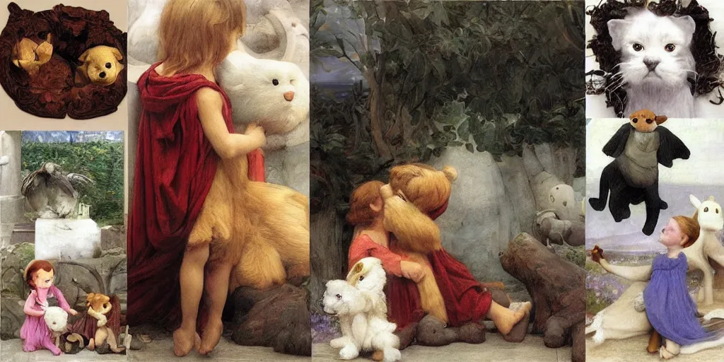 Prompt: 3 d precious moments plush animal, spooky, master painter and art style of john william waterhouse and caspar david friedrich and philipp otto runge