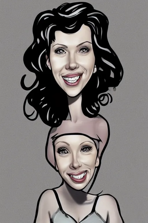 Image similar to funny caricature of scarlett johansson, cartoon by achille superbi