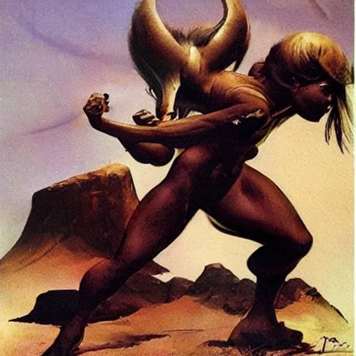 Image similar to bambii by frank frazetta