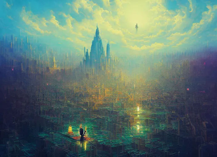 Image similar to floating city on clouds, dark fantasy, highly detailed, high quality, digital painting, alena aenami, lilia alvarado, shinji aramaki, karol bak, alphonse mucha, tom bagshaw