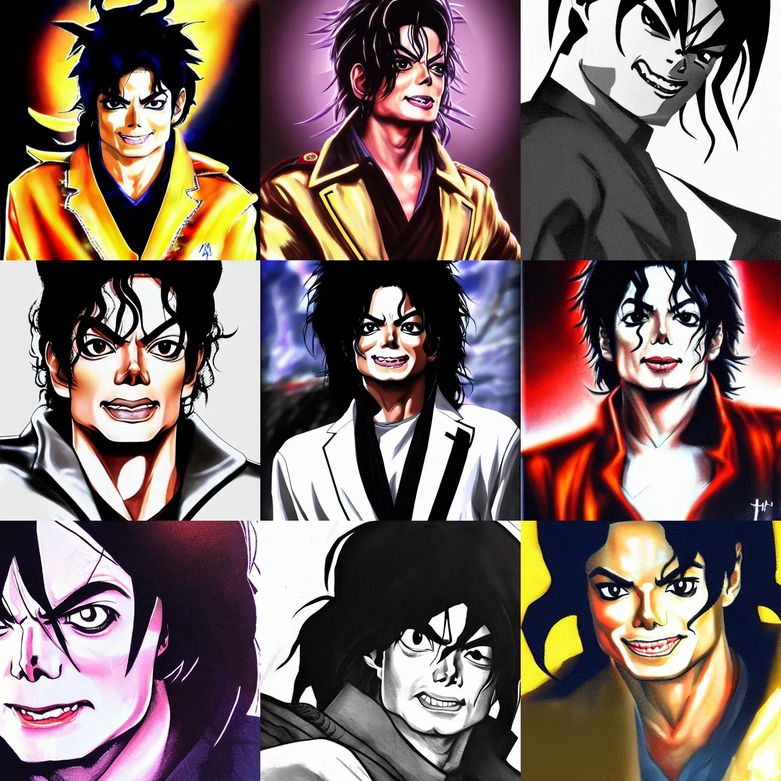 Prompt: michael jackson!!! medium shot close up concept art of michael jackson!! as a dragon ballfighter character, beautiful landscape, 4 k anime character anime concept art ink by akira toriyama, artstation