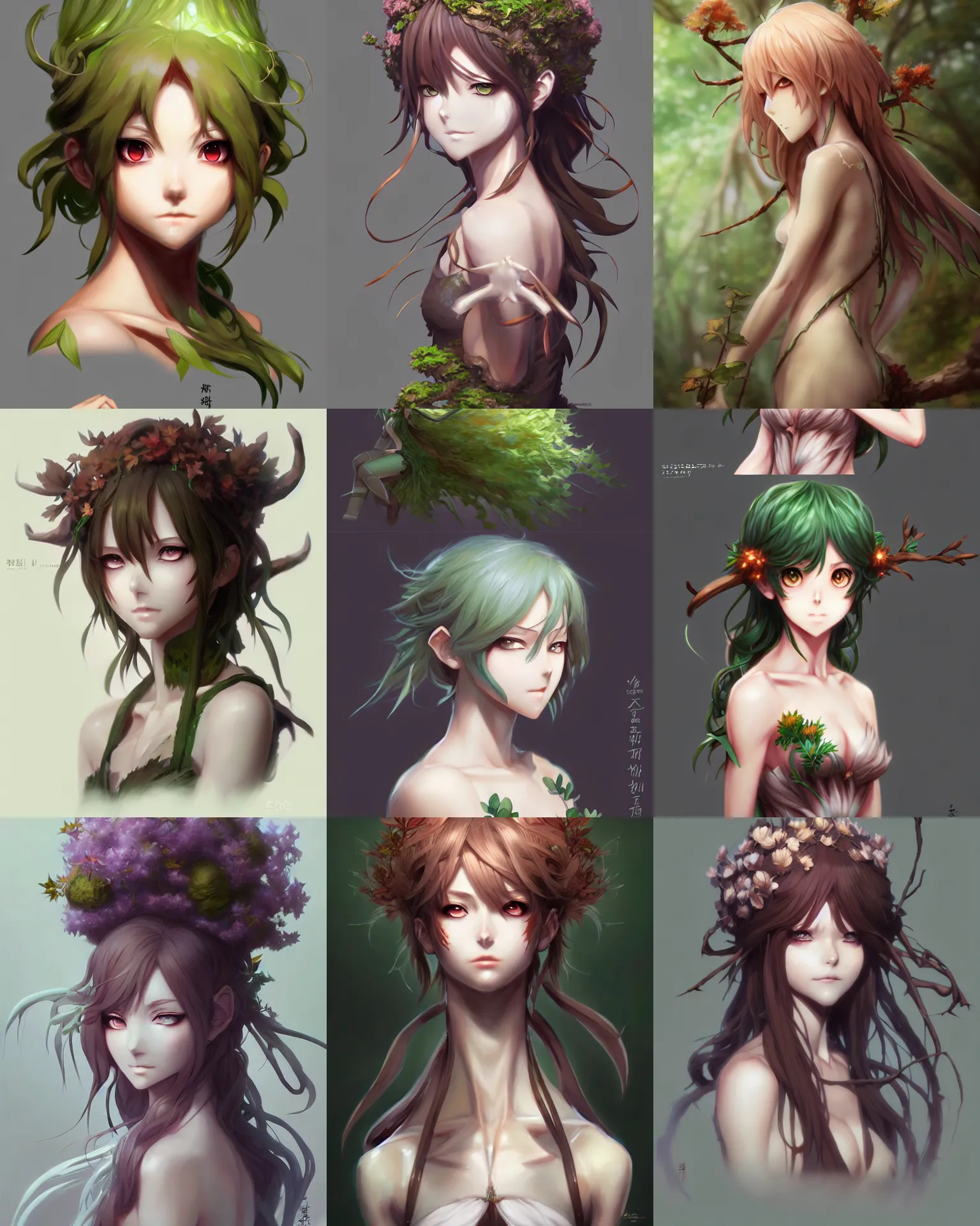 Prompt: character concept art of an anime dryad | | cute - fine - face, pretty face, realistic shaded perfect face, fine details by antilous chao, stanley artgerm lau, wlop, marc simonetti, and sakimichan, seoul, south korea, trending on artstation