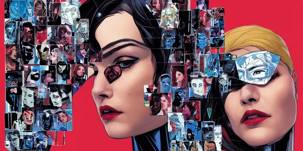 Image similar to a portrait of a single female android, by MARVEL comics and Sandra Chevrier