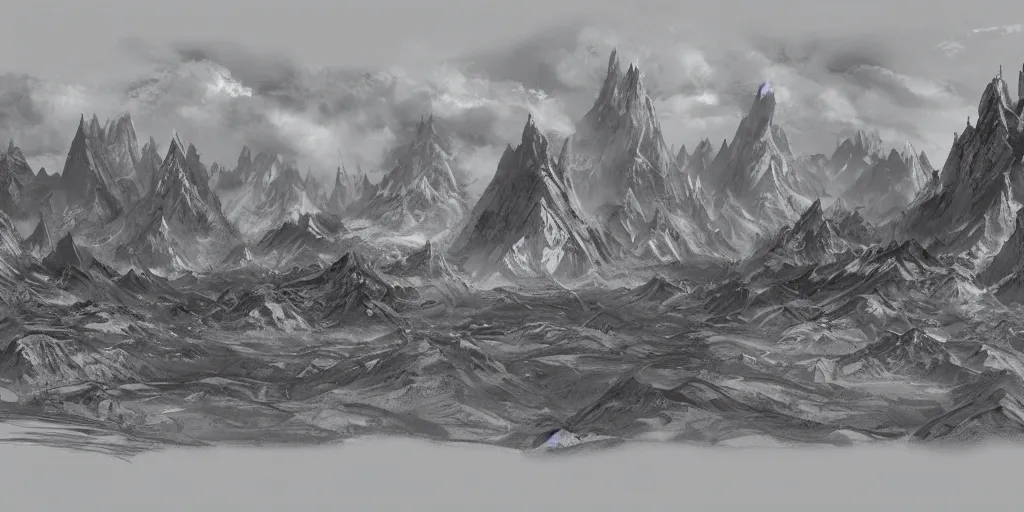 Image similar to landscape view of a mountain with a huge city at the top, concept art, kitbashed, sensible framing, technically a drawing,