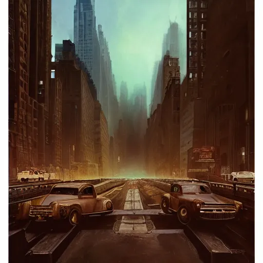 Image similar to the tarnished explores 1 9 3 0's new york city, matte painting, detailed, elden ring, oil on canvas, by beeple