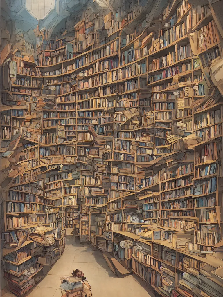 Image similar to book store by disney concept artists, blunt borders, rule of thirds