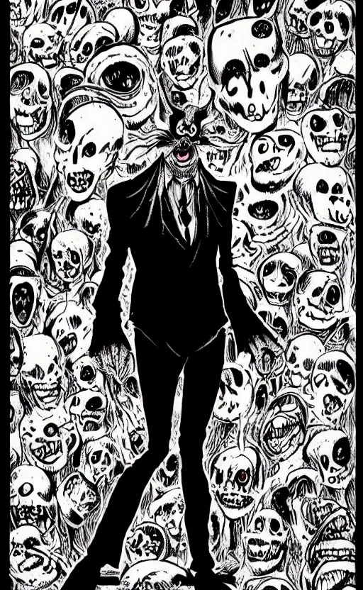 Image similar to full body portrait of villainous jester, dark, twisted, manga, comic, by junji ito. twisted. horror.