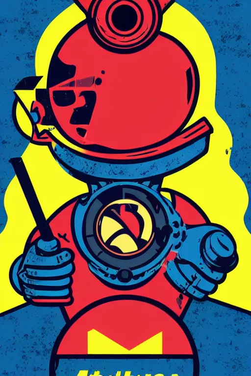 Image similar to fallout 7 6 retro futurist illustration art by butcher billy, sticker, colorful, illustration, highly detailed, simple, smooth and clean vector curves, no jagged lines, vector art, smooth andy warhol style