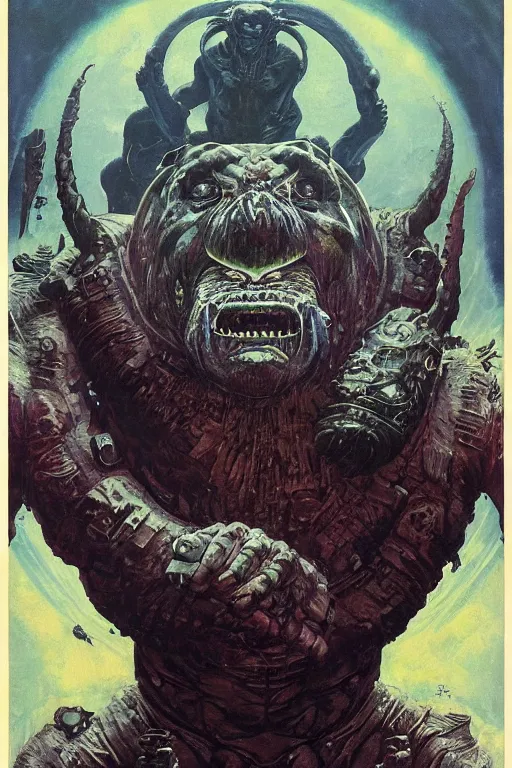 Prompt: eddie hall as extraterrestrial beast by jack kirby, norman rockwell, wayne barlow, sergey krasovskiy, zdzislaw beksinski, artstation creature