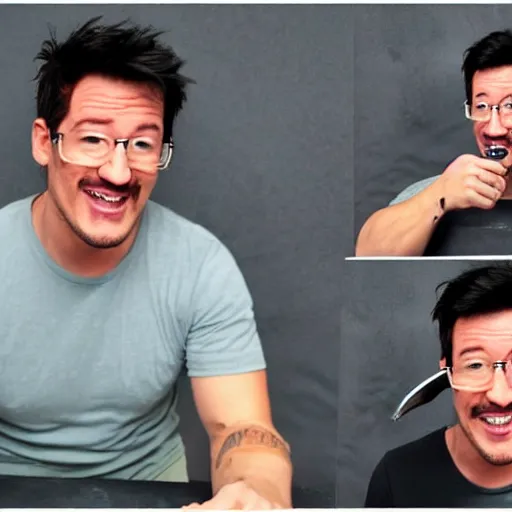 Prompt: markiplier with a knife