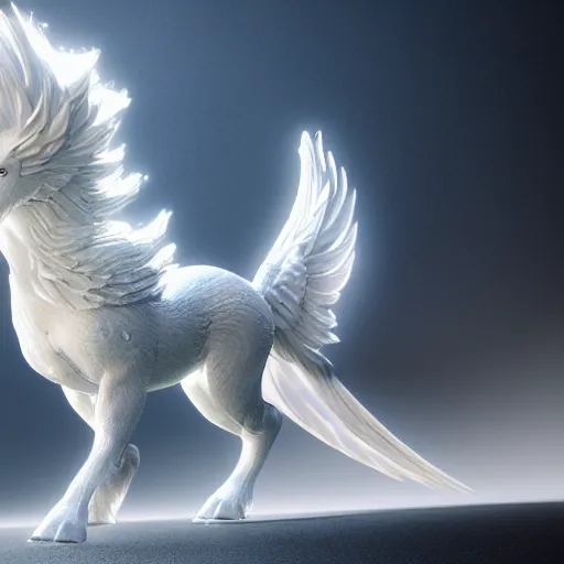 Image similar to a crystal pegasus, hyper realistic, octane render, unreal engine, very detailed, smooth,