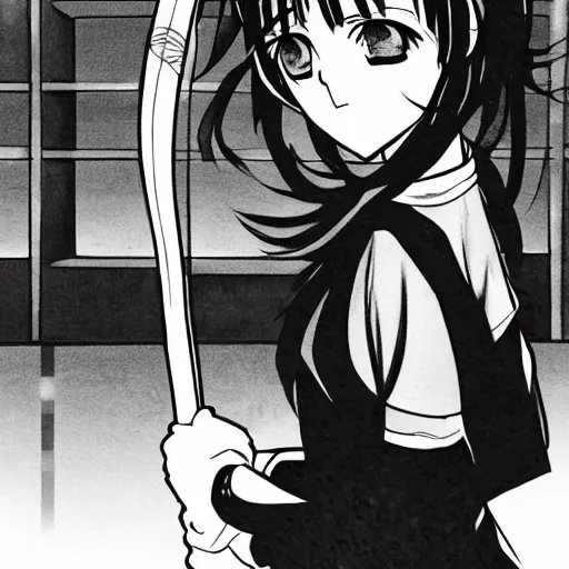 Image similar to girl with baseball bat in manga style