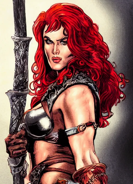 Image similar to a portrait of red sonja