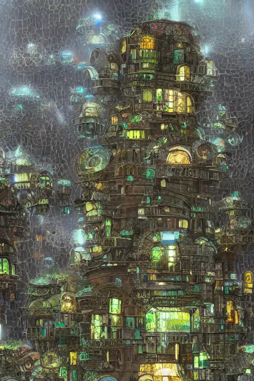 Prompt: detailed large buildings inspired by mushrooms, concept art, solarpunk, futurism