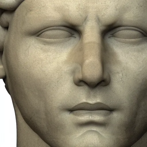 Image similar to a 3 d render of the head of david marble statue, in the style of michelangelo