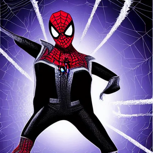 Prompt: Michael Jackson as a spider man, full body, illustration