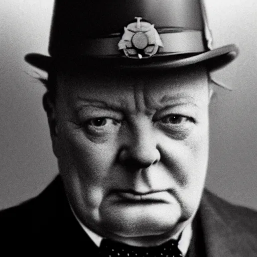 Image similar to winston churchill as iron man, historical photograph, highly detailed, full length portrait, photorealistic face, hd
