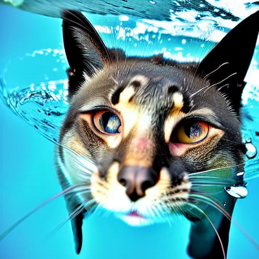 Image similar to a feline dolphin - cat - hybrid, animal photography