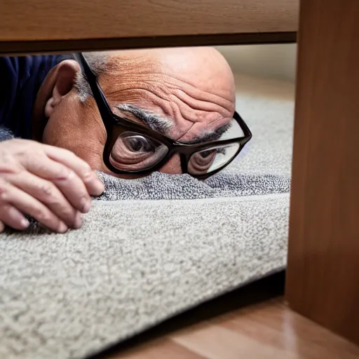 Prompt: danny devito hiding under a bed ( sony a 7 r iv, symmetric balance, polarizing filter, photolab, lightroom, 4 k, dolby vision, photography awardm, voque, perfect face )