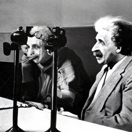 Image similar to vintage photo of einstein competing in a super smash bros tournament