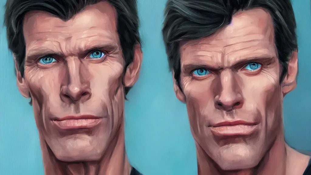 Image similar to A portrait painting of kevin conroy; the most beautiul painting in the world; trending on artstation; oil on canvas; correct face; correct eyes; anatomically correct; extraordinary masterpiece!!!!!!; 8k