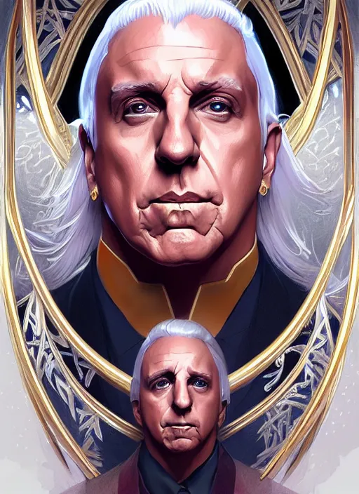 Image similar to symmetry!! portrait of ric flair, dnd, intricate, elegant, highly detailed, digital painting, artstation, concept art, smooth, sharp focus, illustration, art by artgerm and greg rutkowski and alphonse mucha