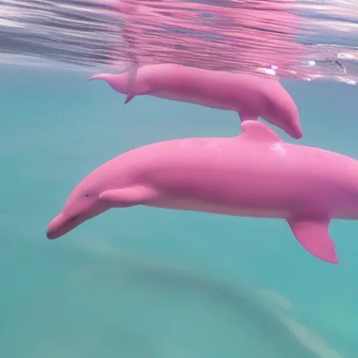 Prompt: 4k pink dolphins swimming ocean