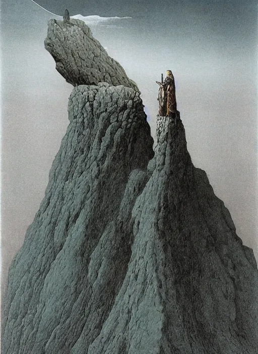 Image similar to mountain caby by beksinski and salvadore dali