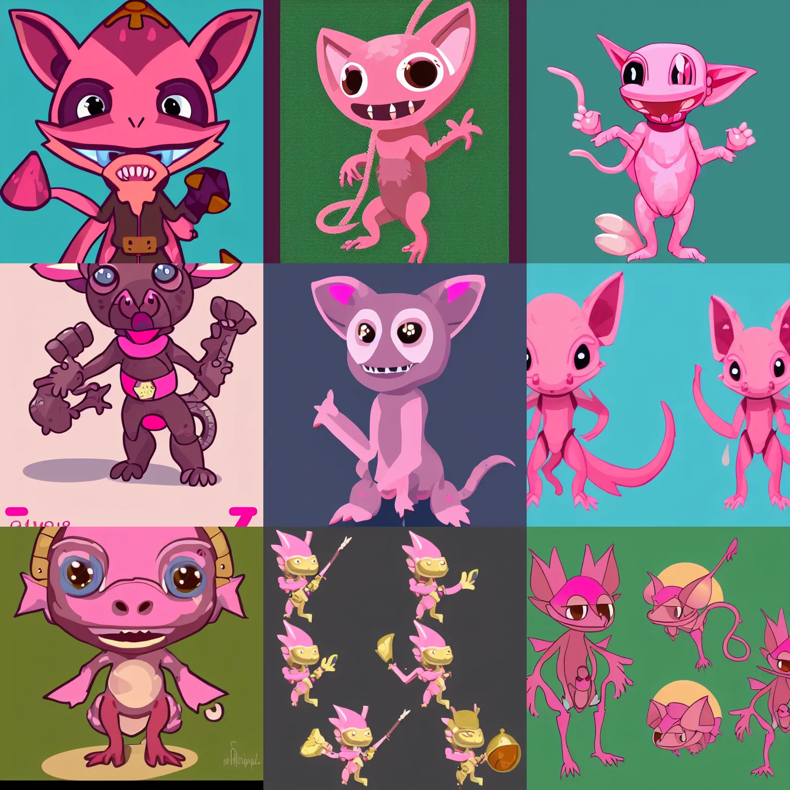 Prompt: A cute vector art of a cute pink Kobold as a world explorer, digital art, Trending on ArtStation