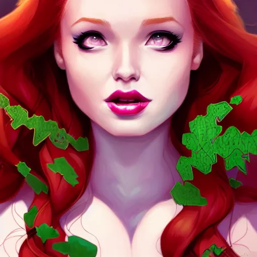 Image similar to portrait of Madelaine Petsch as Poison Ivy, art by lois van baarle and loish and ross tran and rossdraws and sam yang and samdoesarts and artgerm, middle shot, digital art, highly detailed, intricate, sharp focus, Trending on Artstation HQ, deviantart, unreal engine 5, 4K UHD image