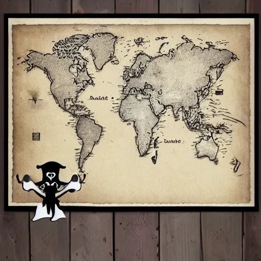 Image similar to minimalist style pirate map