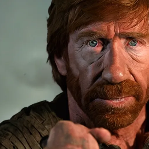 Prompt: chuck norris as a god, weta hyperrealism cinematic lighting and composition