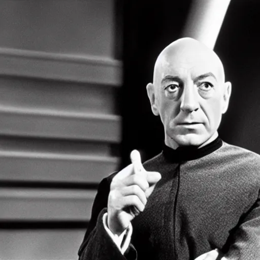 Image similar to alec guinness as captain jean luc picard, photo