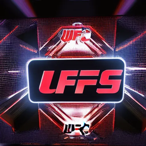 Image similar to the UFC logo in 3D glowing bright in the dark with fireflies around, hyper realistic, Octane render, Unreal Engine 3D