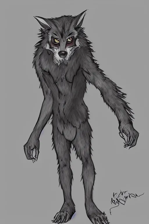 Prompt: a werewolf, fursona!!!!, by kawacy, trending on artstation, full body, furry art