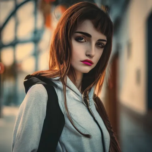 Image similar to dslr photo of daria the cartoon, portrait photo, real photo, real camera, extreme detailed face and body, high quality, moody lighting, fast paced lines, sharp quality, enchanting lighting, 8 k