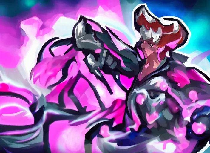 Prompt: champion splashart of champion made out of pink bubble gum