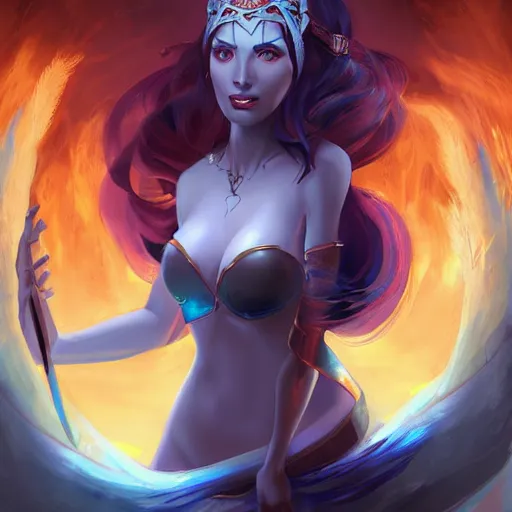 Prompt: a beautiful artwork of a sorceress by riot games, featured on artstation