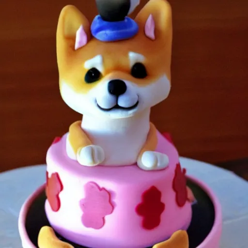 Image similar to a shiba inu as a birthday cake