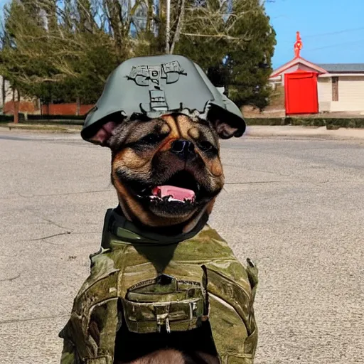 Image similar to A dog as a soldier
