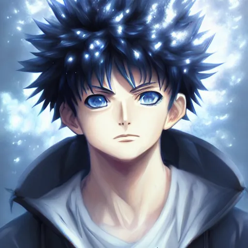 Image similar to killua zoldyck in rossdraws art, with thunderstorms, 8 k, dark colors, detailed face, details, sharp smooth, aykut aydogdu