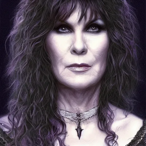 Prompt: a portrait of ann wilson of the band heart as a sorceress, urban motifs, intricate, elegant, highly detailed, digital painting, trending on artstation, concept art, smooth sharp focus, illustration, art by artgerm and greg rutkowski