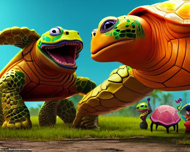 fight super fierce turtles, isometric 3 d, ultra hd, | Stable Diffusion ...